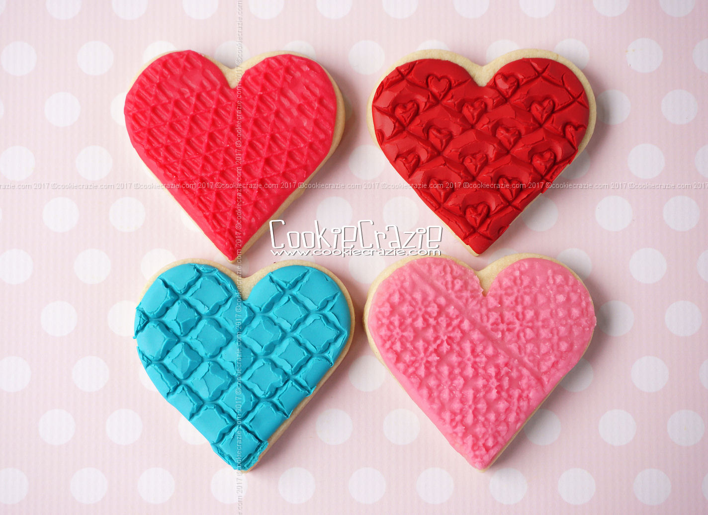  Textured Valentines Heart Decorated Sugar Cookies YouTube video  HERE  