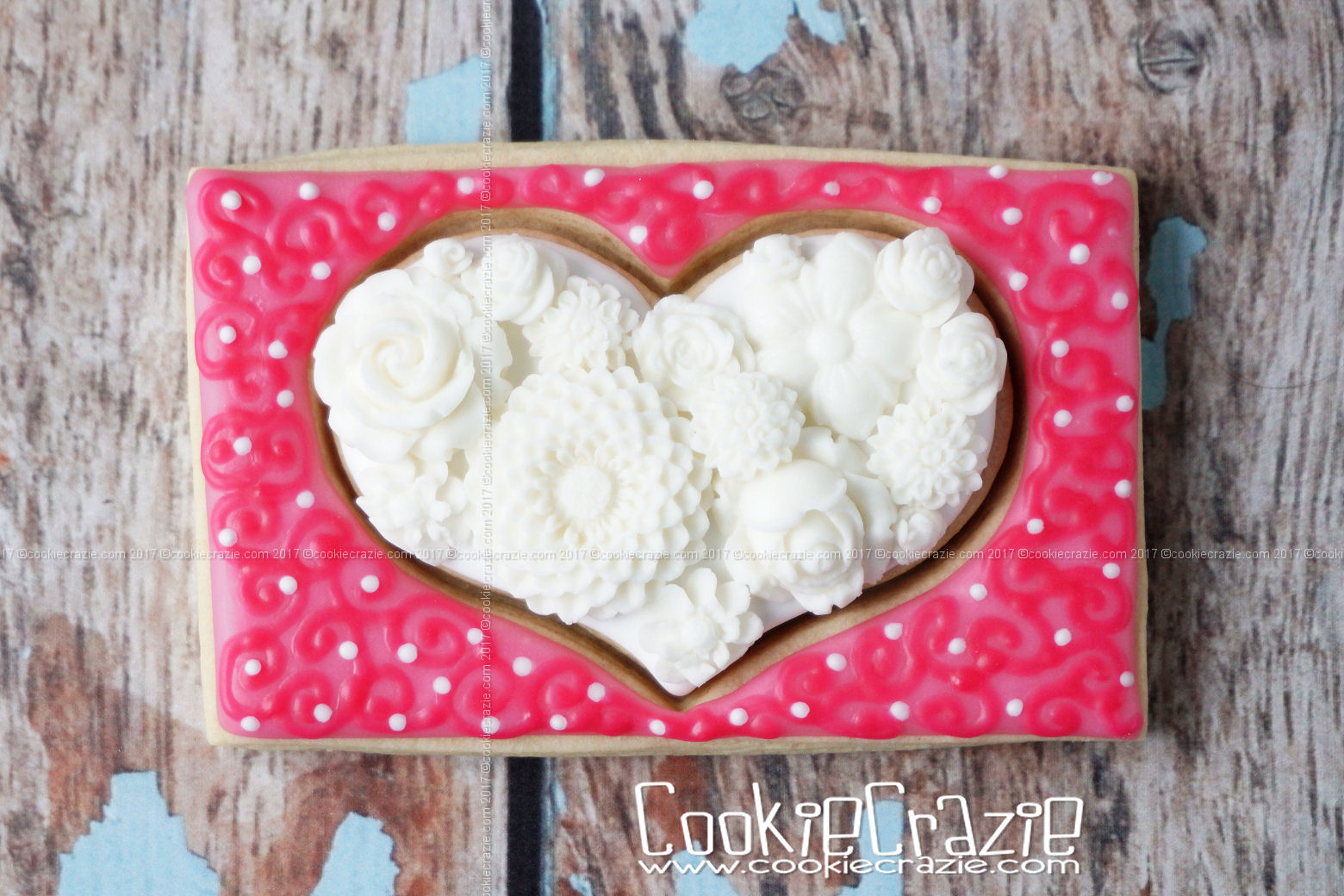  Flower Filled Heart Decorated Sugar Cookie YouTube Video  HERE  