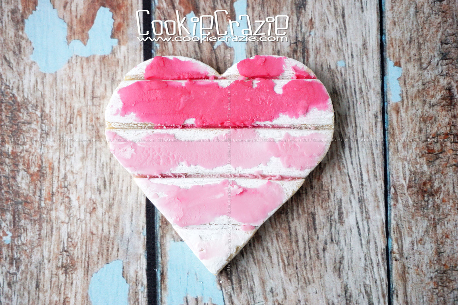 Rustic Peeling Paint Ombre Heart Decorated Cookie blog post HERE