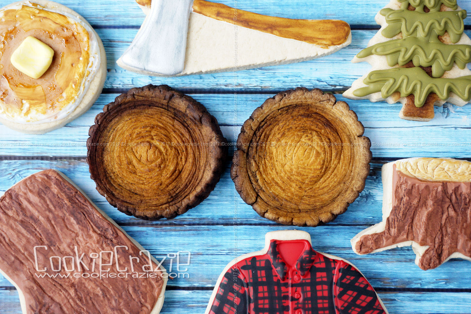 Lumberjack Birthday Tree Slice Decorated Cookie YouTube video found HERE