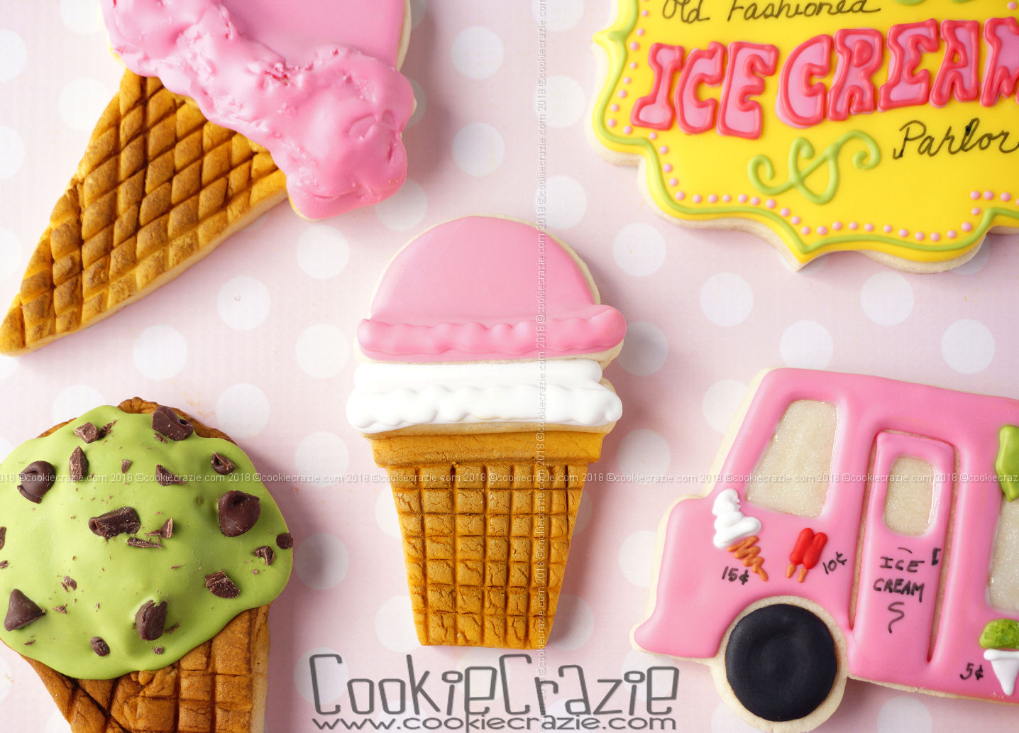  Double Scoop Ice Cream Cone Decorated Sugar Cookie YouTube video  HERE  