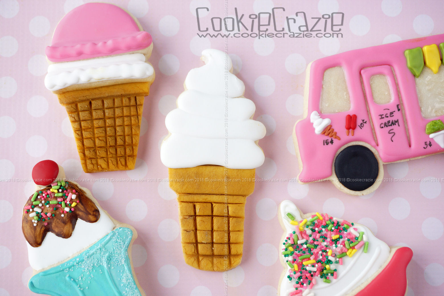  Soft Serve Ice Cream Cone Decorated Sugar Cookie YouTube video  HERE  