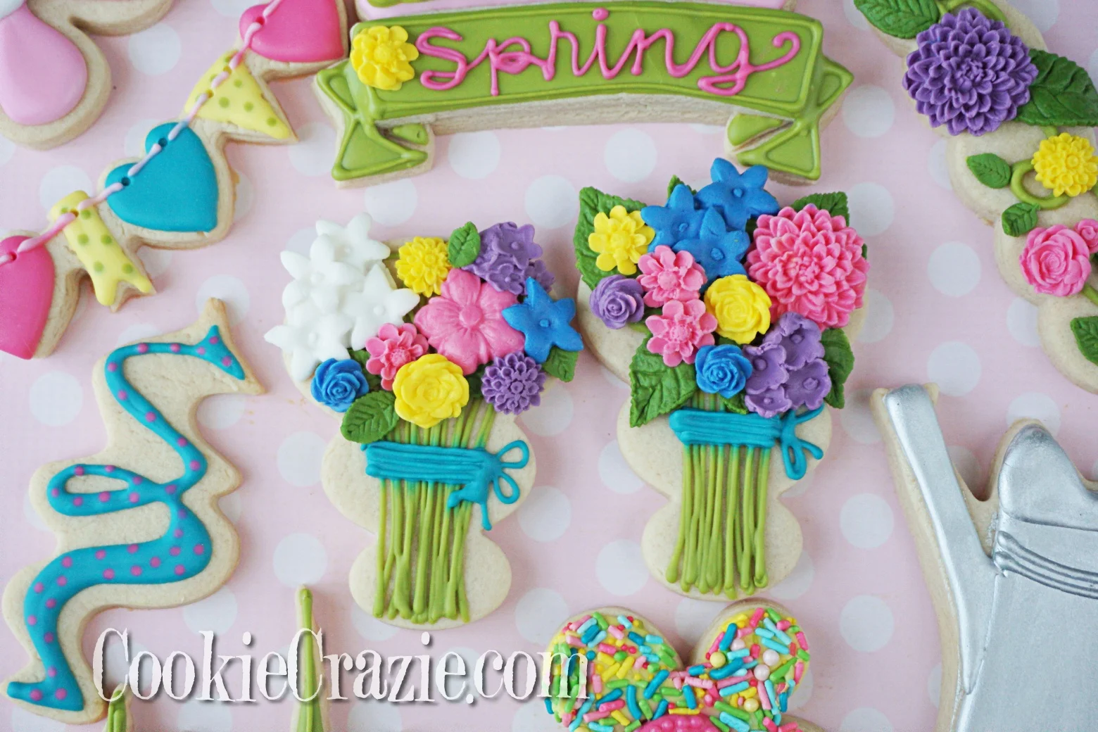 Floral Bouquet Decorated Sugar Cookies YouTUbe video HERE