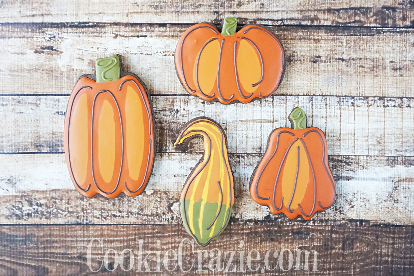 Gourd and Pumpkin Decorated Sugar Cookies