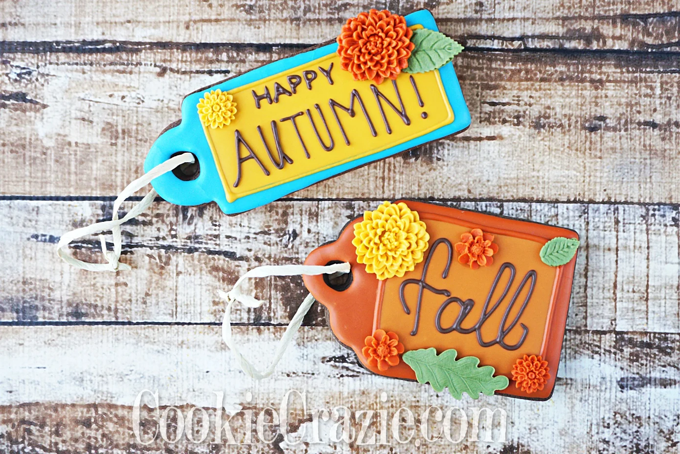 Autumn Gift Tag Decorated Sugar Cookies