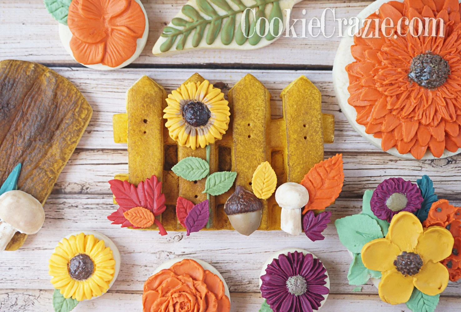 Fence with Fall Scene Decorated Sugar Cookie