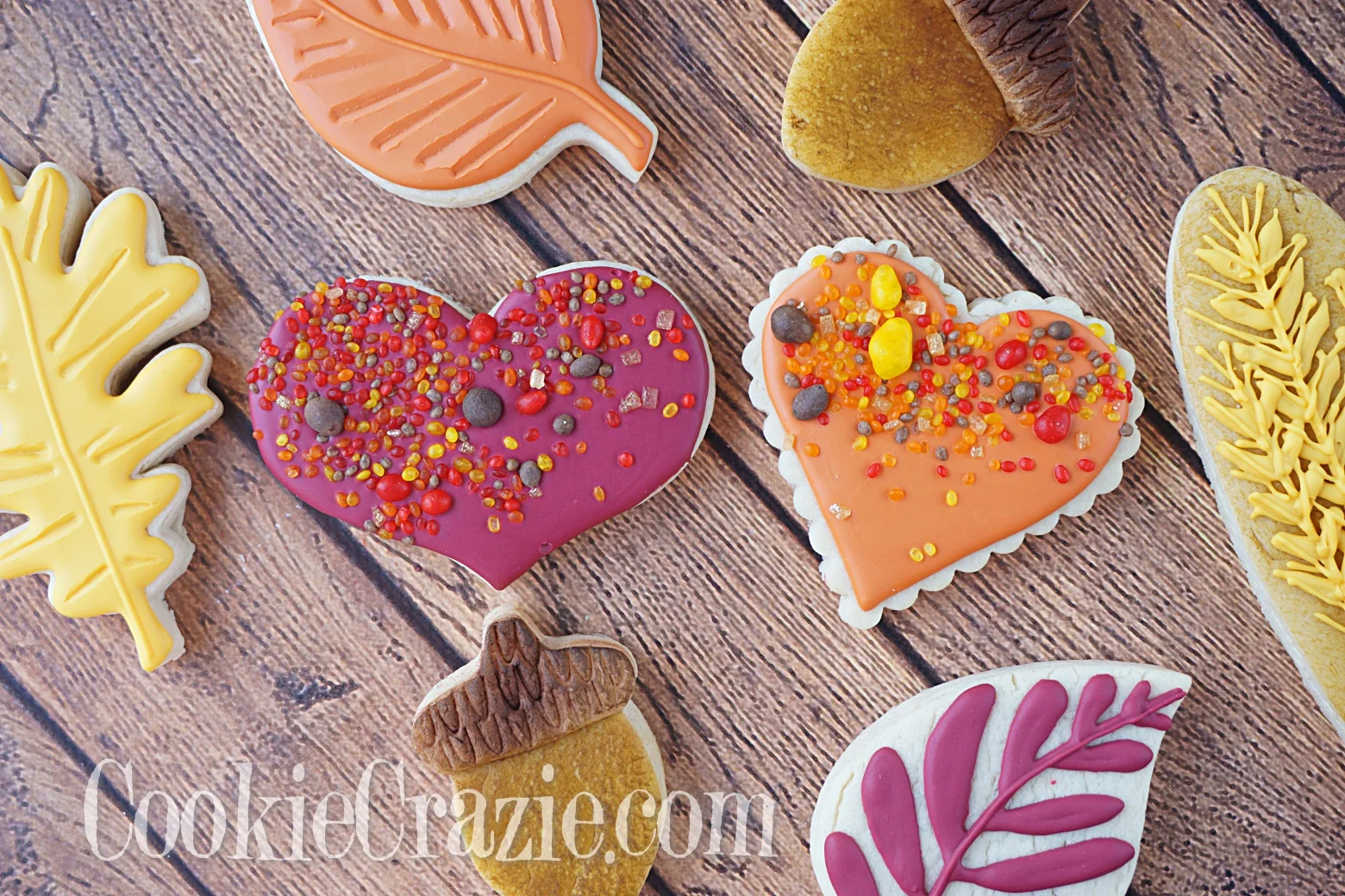 Thanksgiving Heart Decorated Sugar Cookies YouTube video HERE