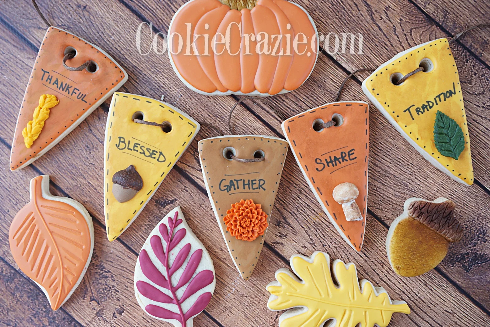 Thanksgiving Bunting Decorated Sugar Cookies YouTube video HERE