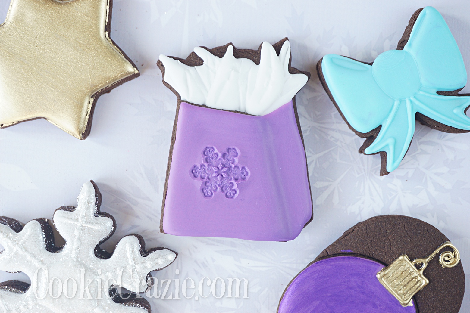  Snowflake Gift Bag Decorated Sugar Cookie YouTube video  HERE  