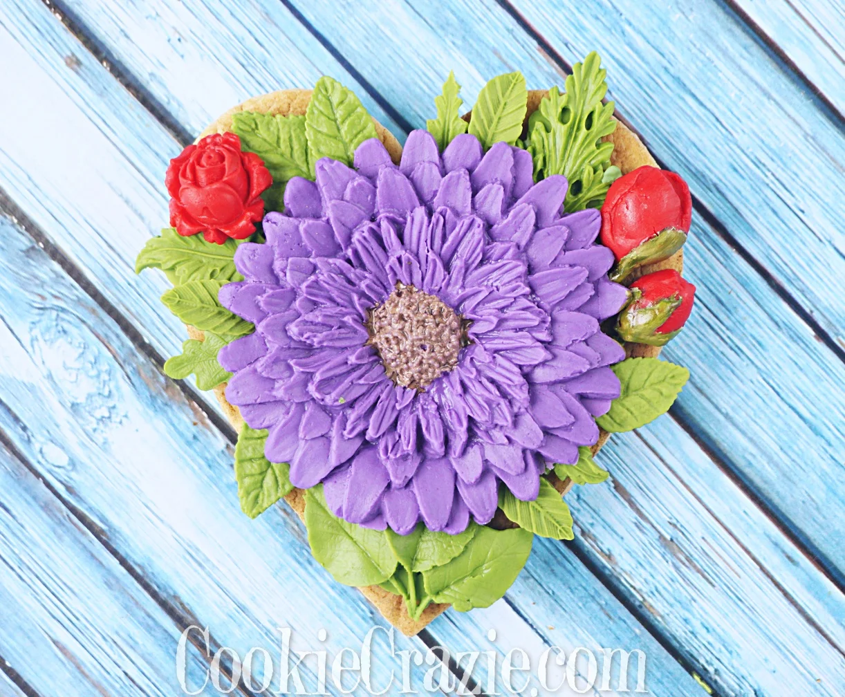  Floral Valentines Heart Decorated Sugar Cookie YouTube video  HERE  