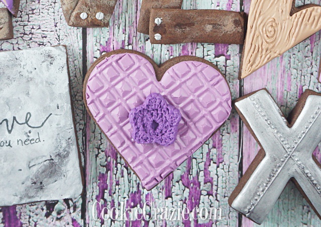  Diamond Textured Valentine Heart Decorated SUgar Cookie YouTube video  HERE  