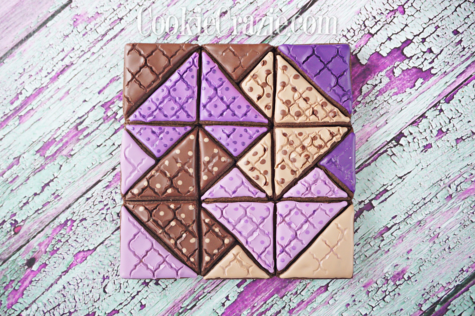 Heart Quilt Block Decorated Sugar Cookies