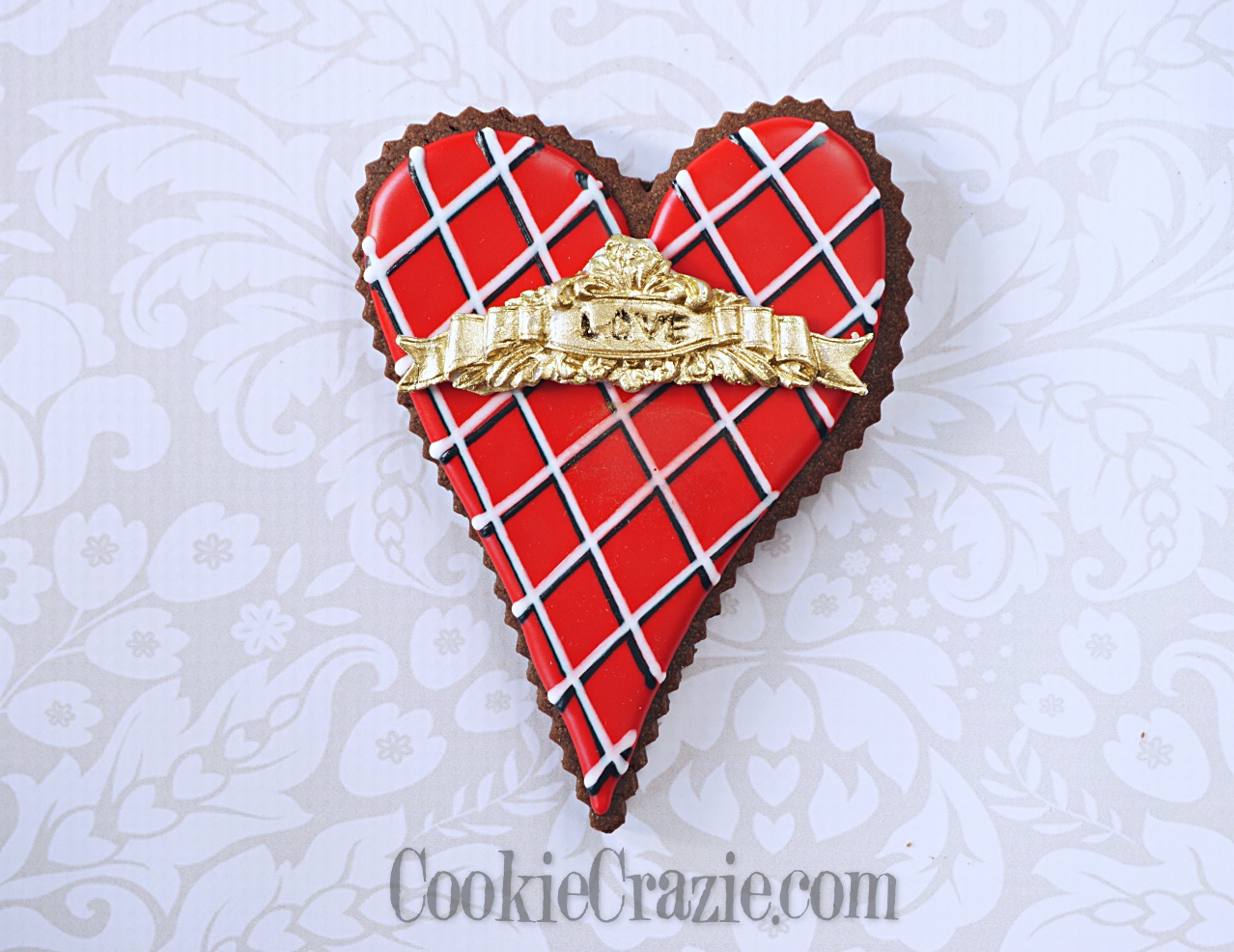  Plaid Valentines Heart Decorated Sugar Cookie YouTube video  HERE  