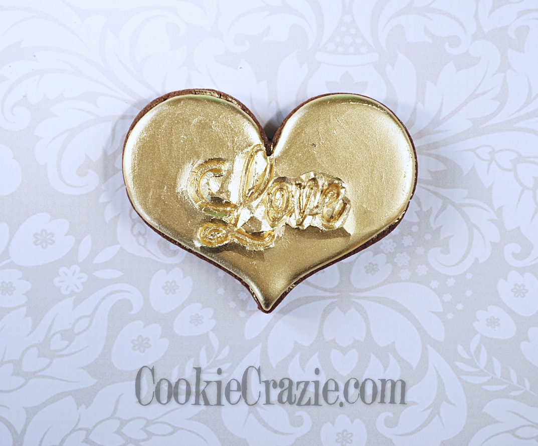  Golden Valentines LOVE Heart Decorated Sugar Cookie YouTube video  HERE  