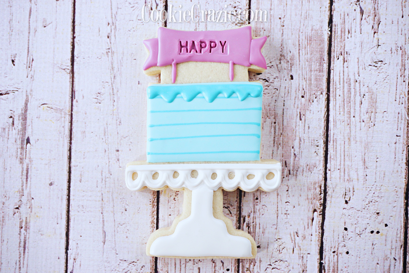  HAPPY Pedestal Stand Birthday Cake Decorated Sugar Cookie YouTube video  HERE  