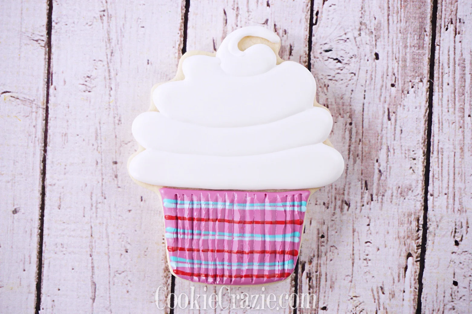 Cupcake with Wrapper Decorated Sugar Cookie