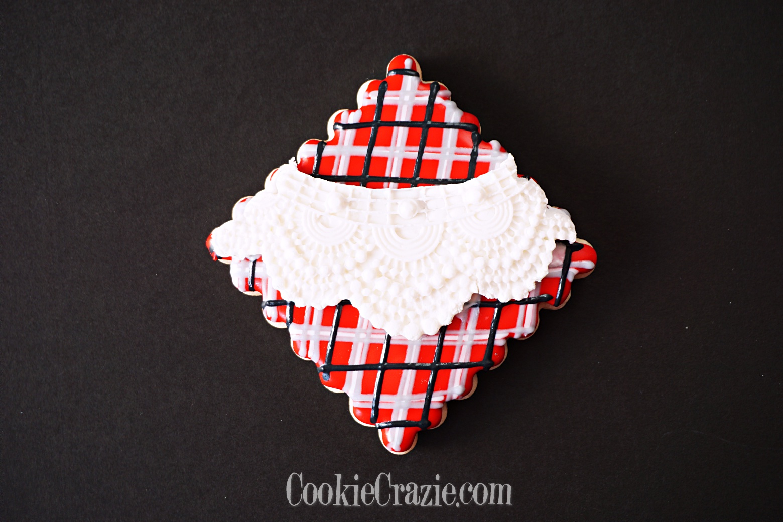  Plaid Square with Lace Decorated Sugar Cookie YouTube video  HERE  