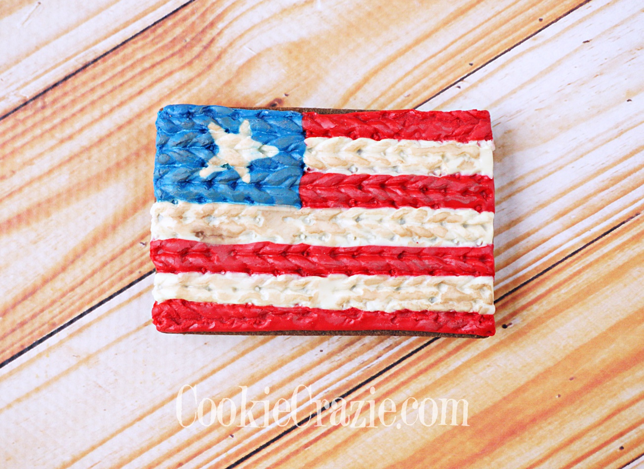  Knitted USA Flag Decorated Sugar Cookie YouTube video  HERE  