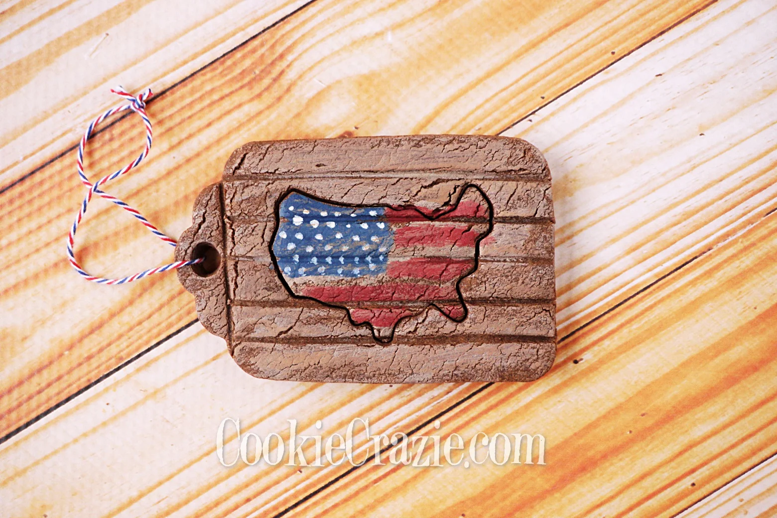 USA Map Gift Tag Decorated Sugar Cookie