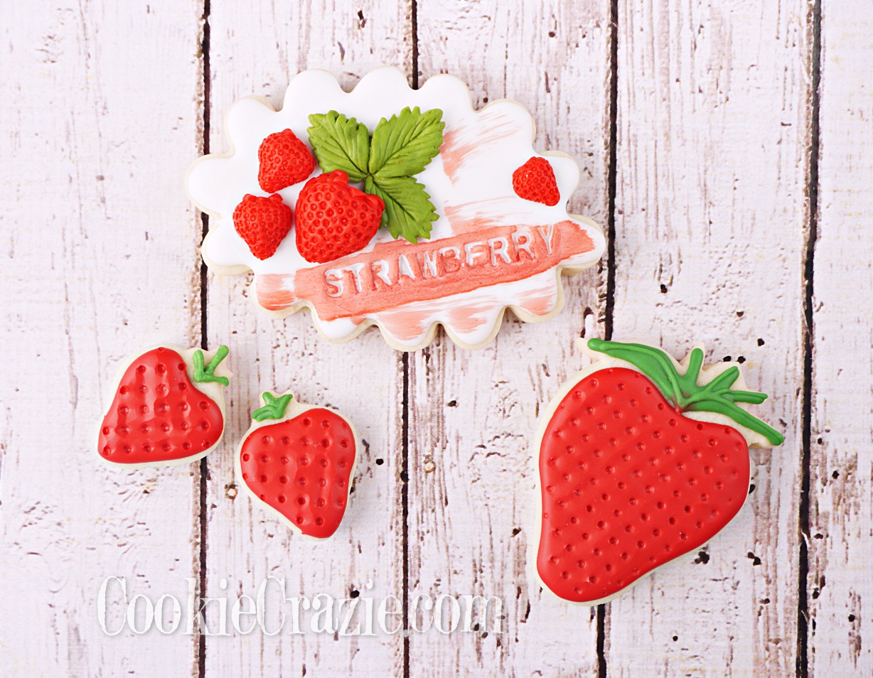  Strawberry Plaque Decorated Sugar Cookie YouTube video  HERE  