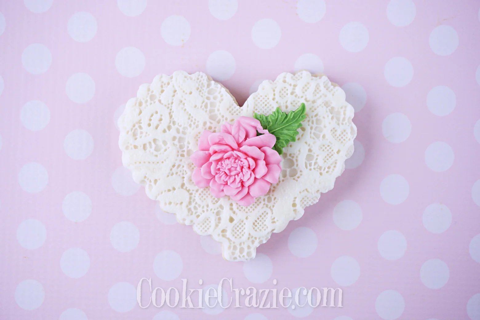 Lacy Floral Heart Decorated Sugar Cookie