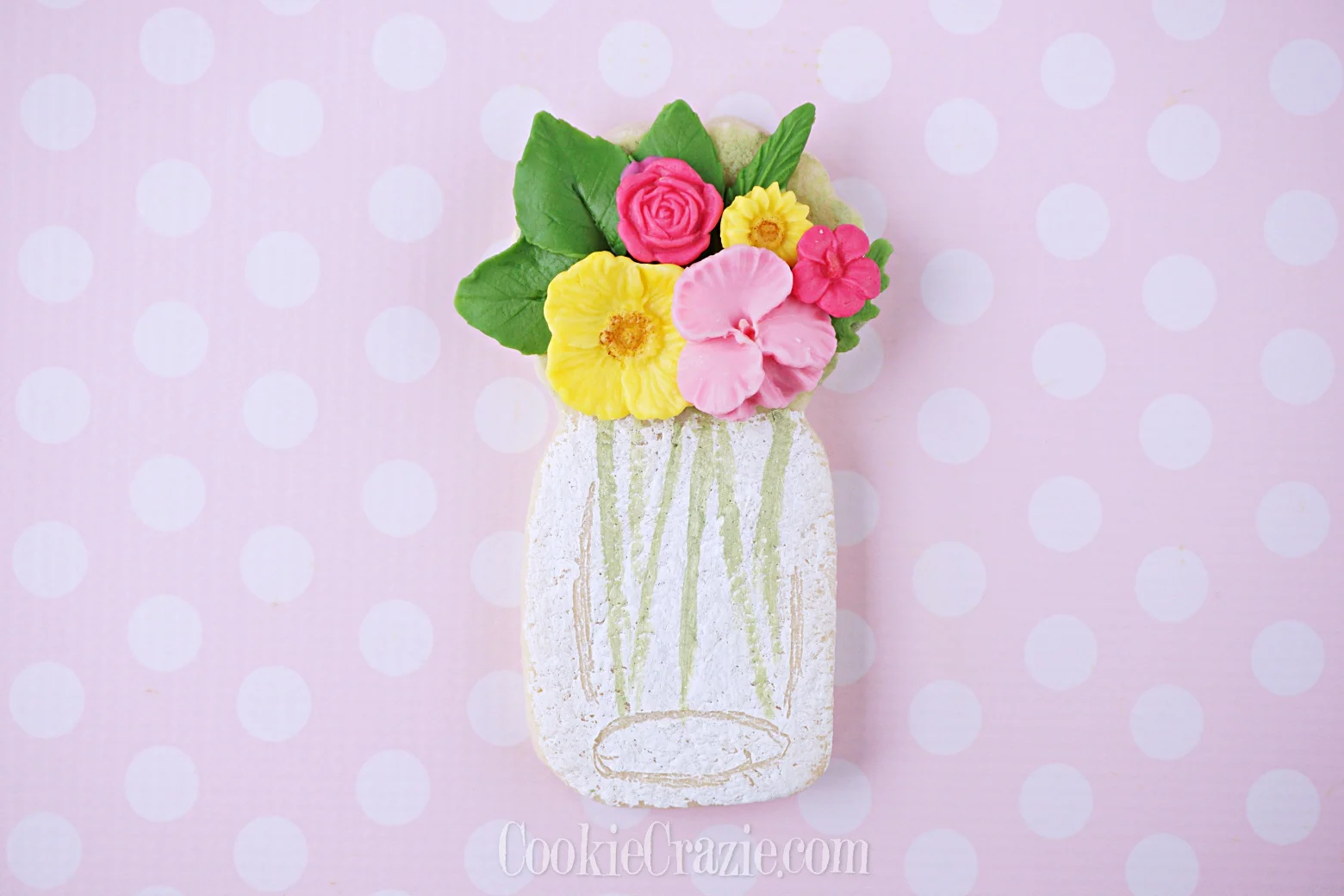 Floral Mason Jar Decorated Sugar Cookie
