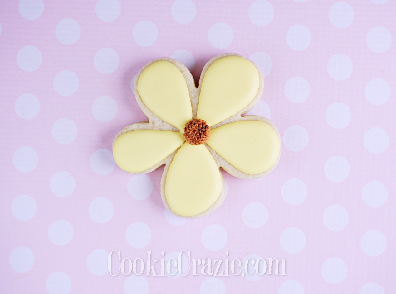  Five Petal Yellow Flower Decorated Sugar Cookie YouTube video  HERE  