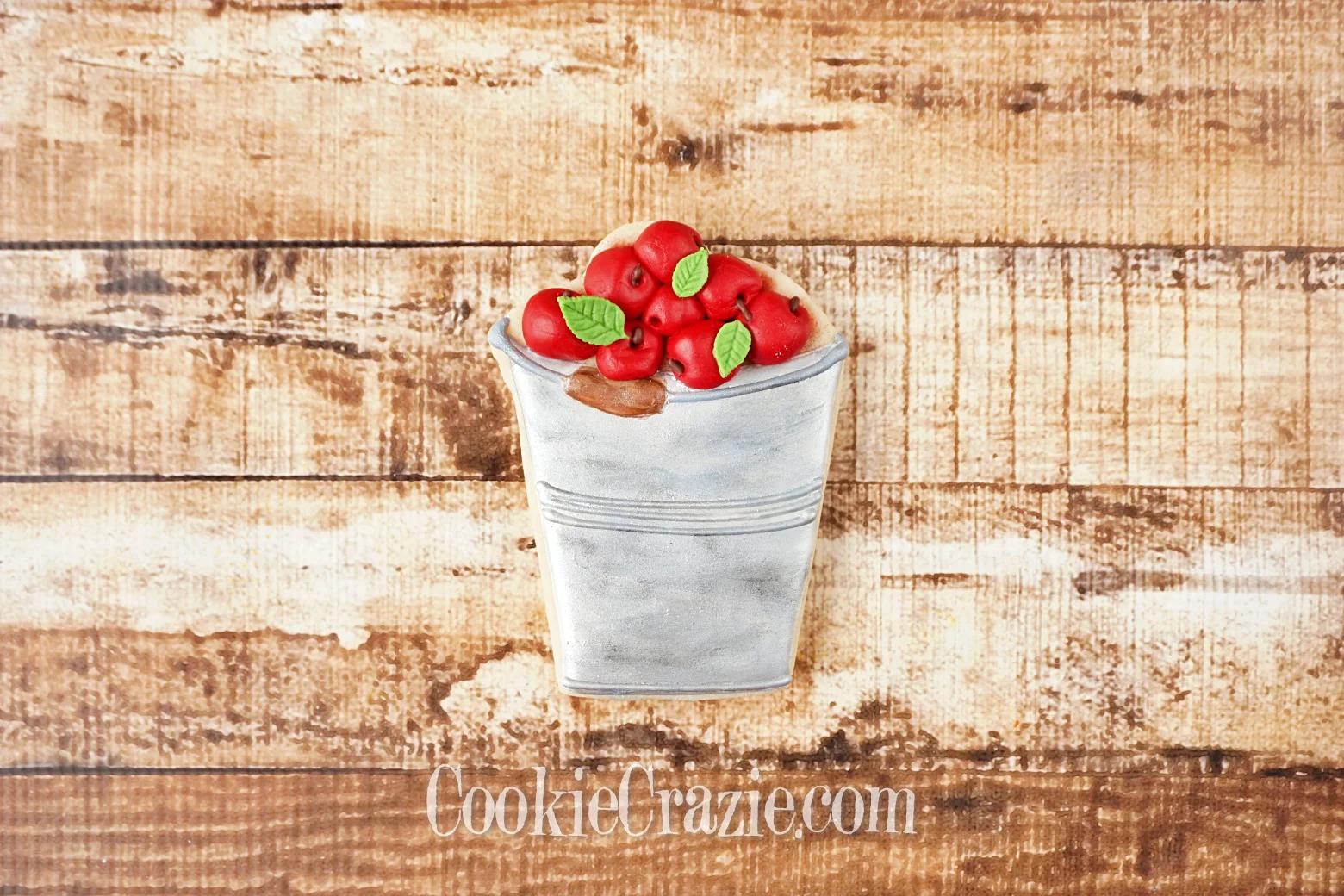 Metal Apple Pail Decorated Sugar Cookie