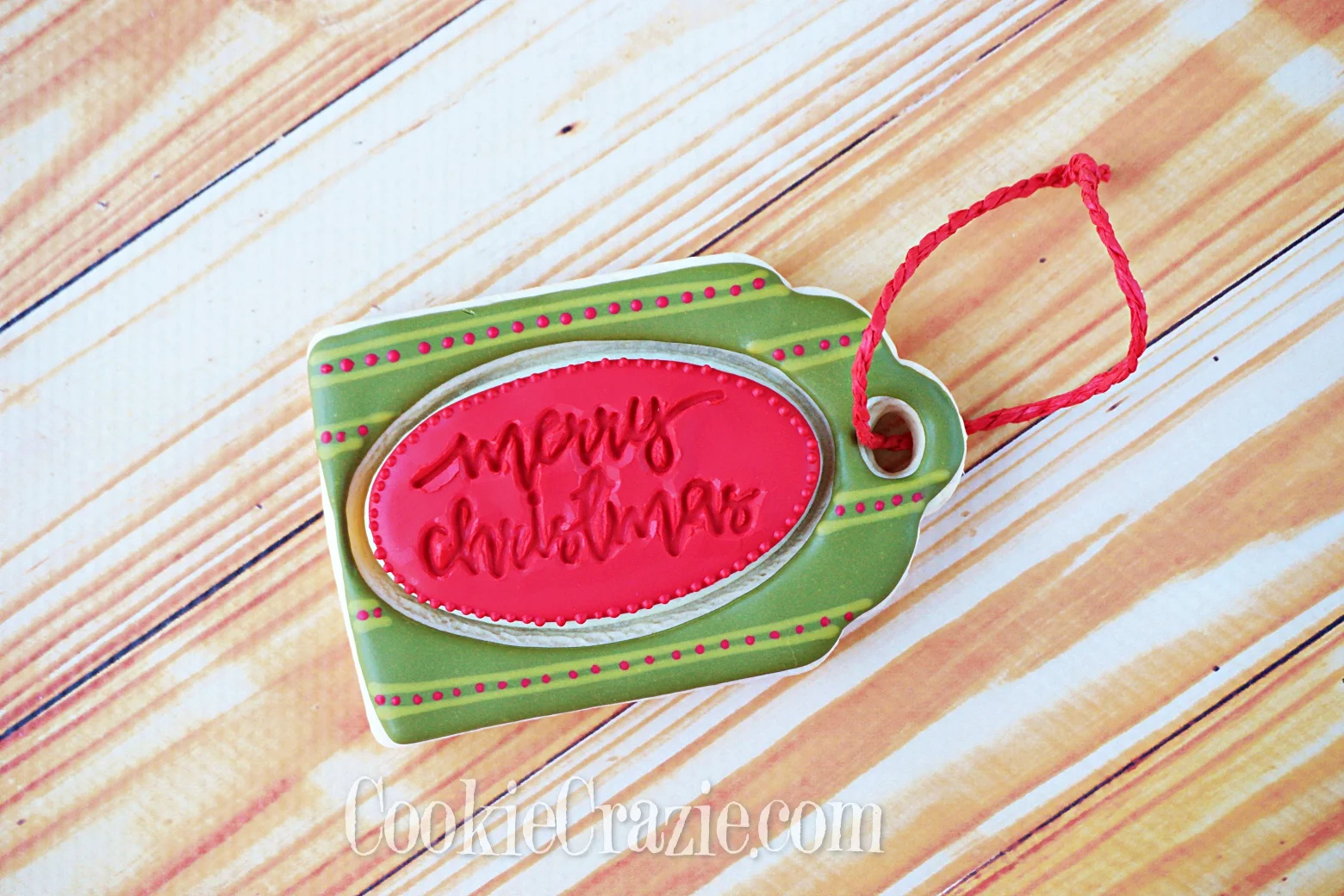 Merry Christmas Gift Tag Decorated Sugar Cookie