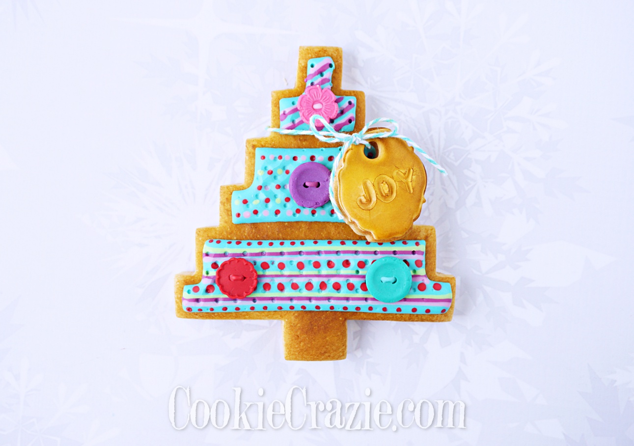  Homespun Christmas Tree Decorated Sugar Cookie YouTube video (click on photo) 
