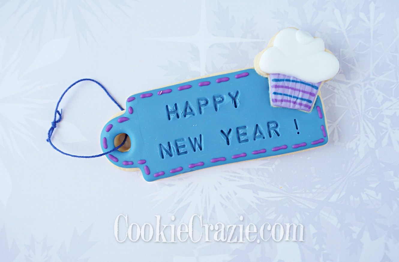  2020 New Years Cupcake Gift Tag Decorated Sugar Cookie YouTube video  HERE  
