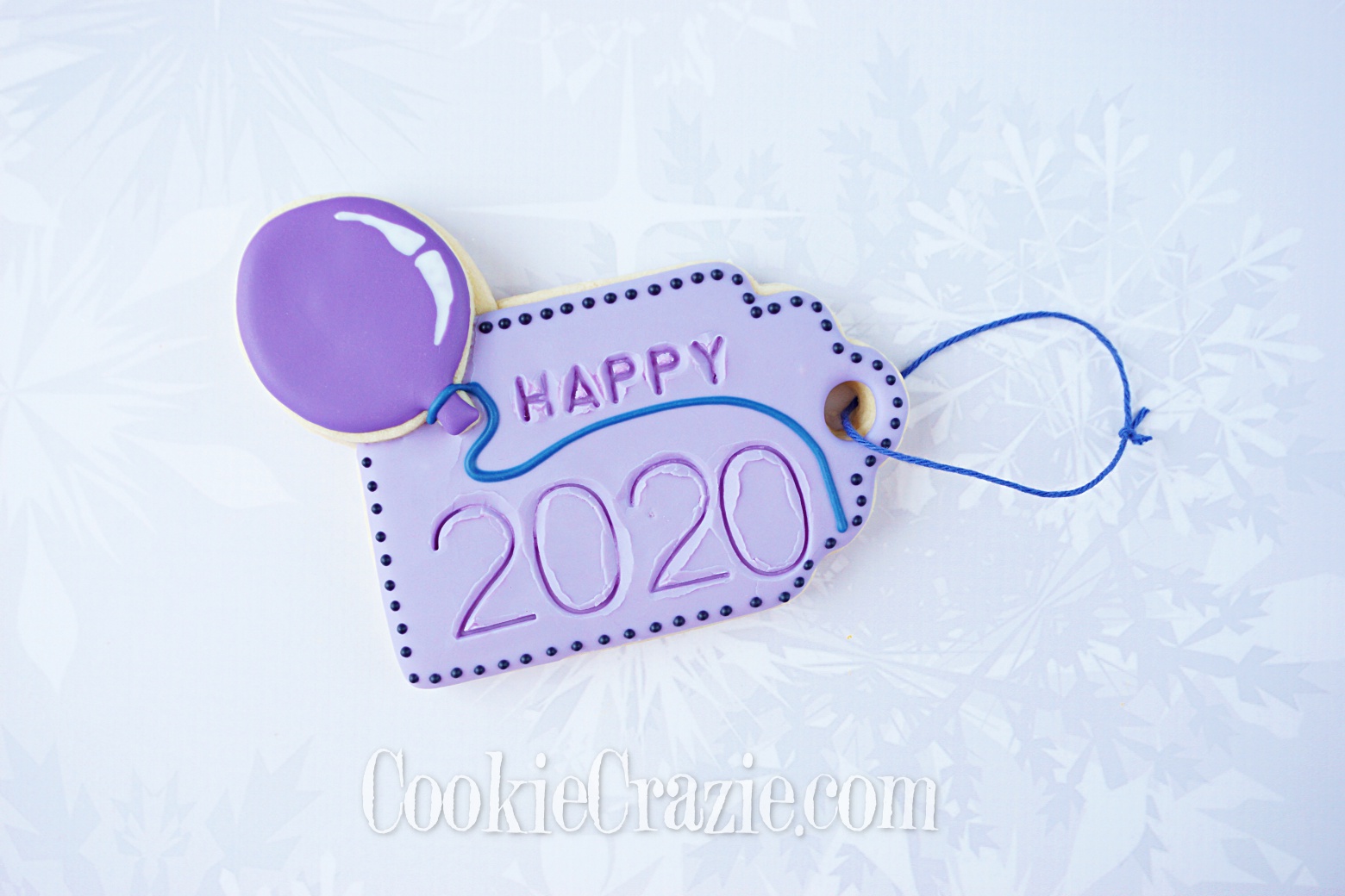  2020 New Year Balloon Gift Tag Decorated Sugar Cookie YouTube video  HERE  