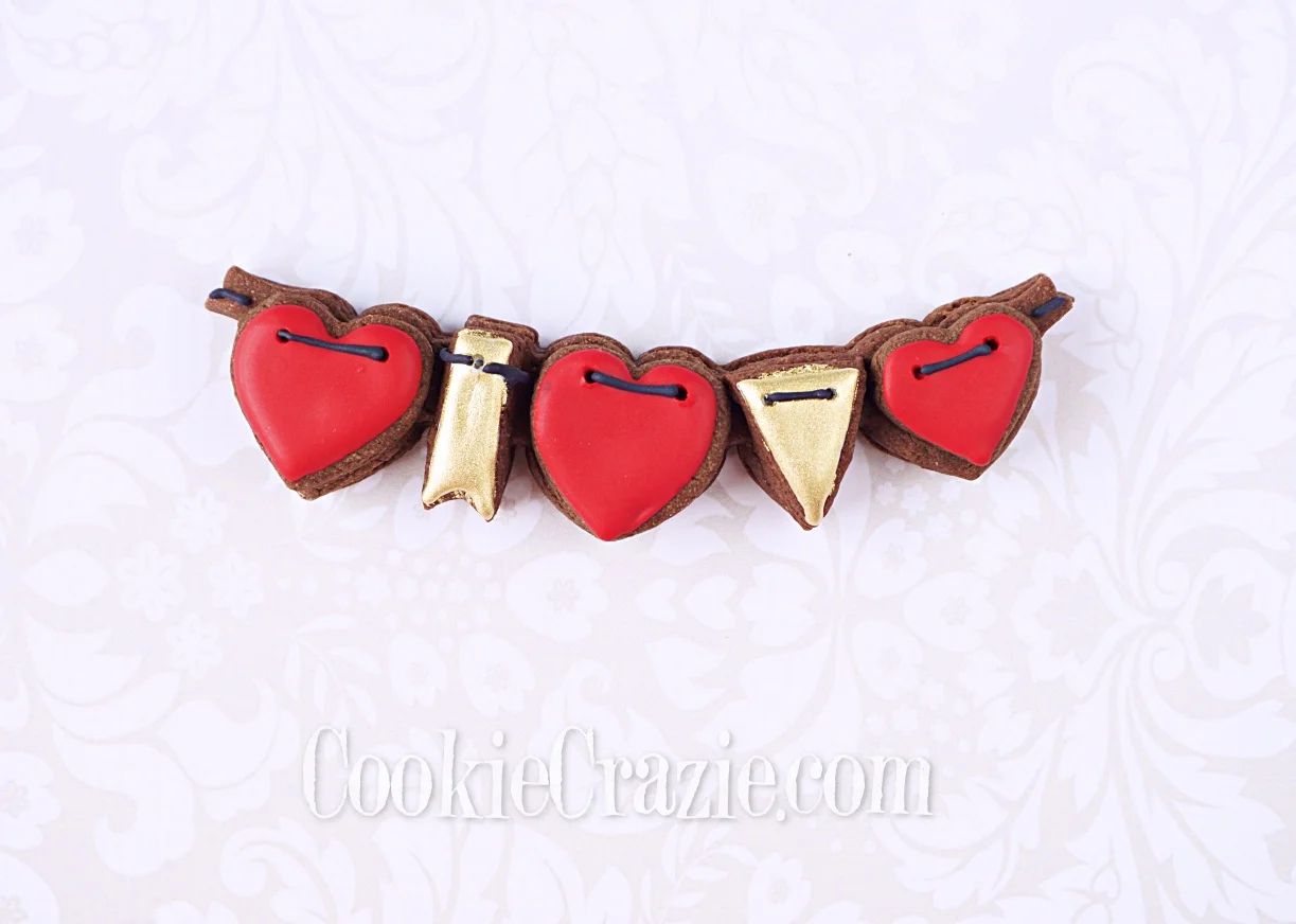 Valentine Heart Bunting Decorated Sugar Cookie