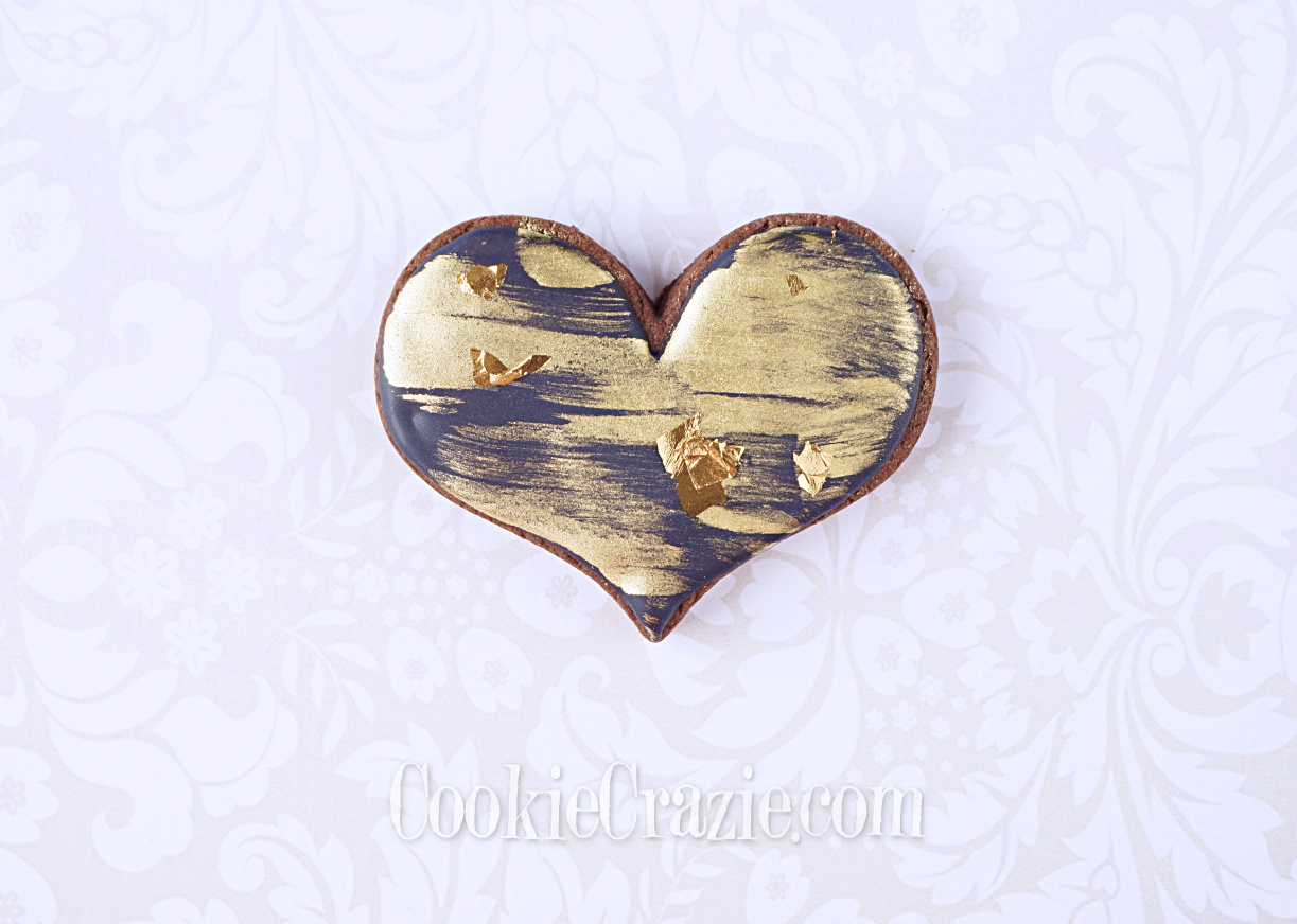  Black &amp; Gold Valentines Heart Decorated Sugar Cookie YouTube video  HERE  