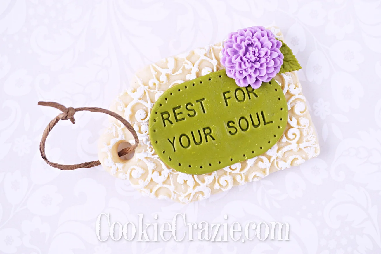 Rest For Your Soul Lacy Gift Tag Decorated Sugar Cookie