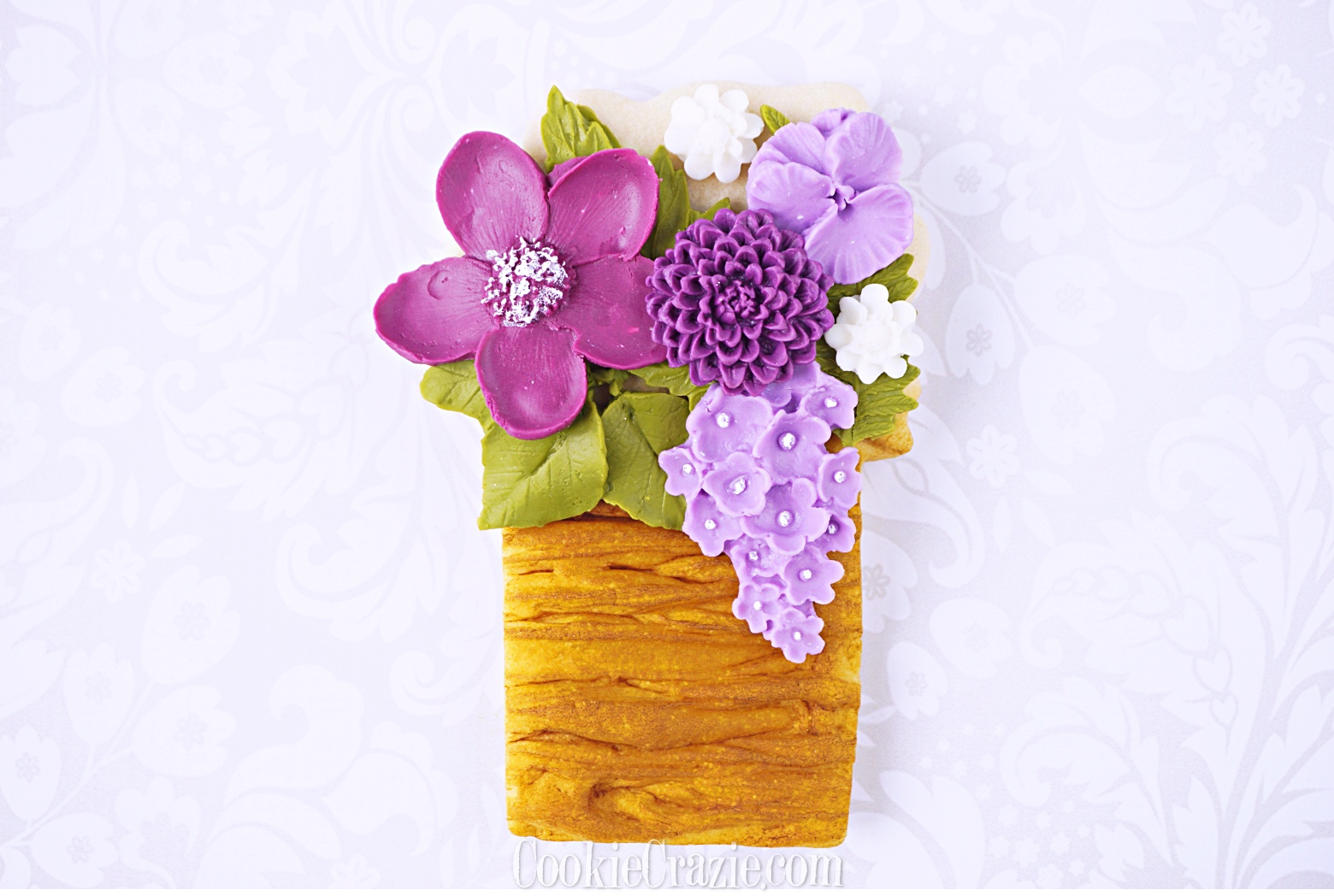  Flower Bouquet in Wicker Basket Decorated Cookie YouTube video  HERE  