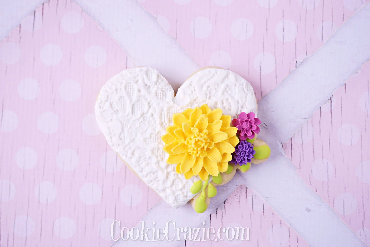 Spring Floral Heart Decorated Sugar Cookie