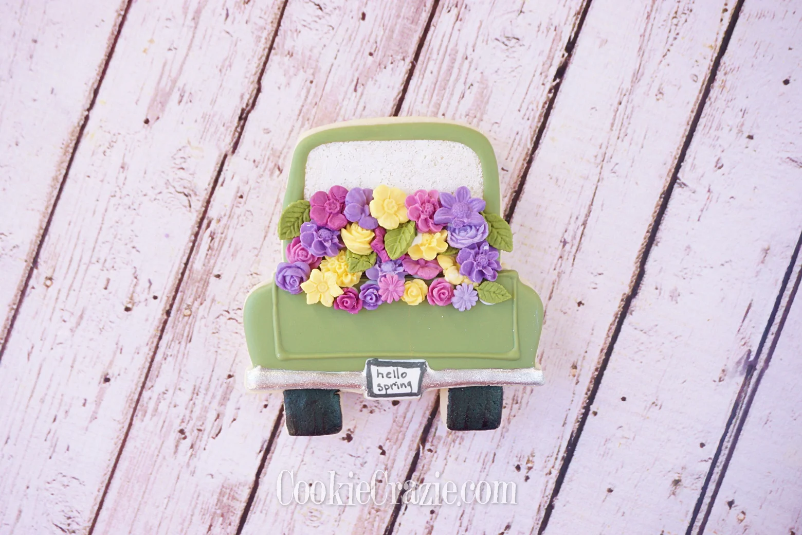 Spring Floral Truck Decorated Sugar Cookie