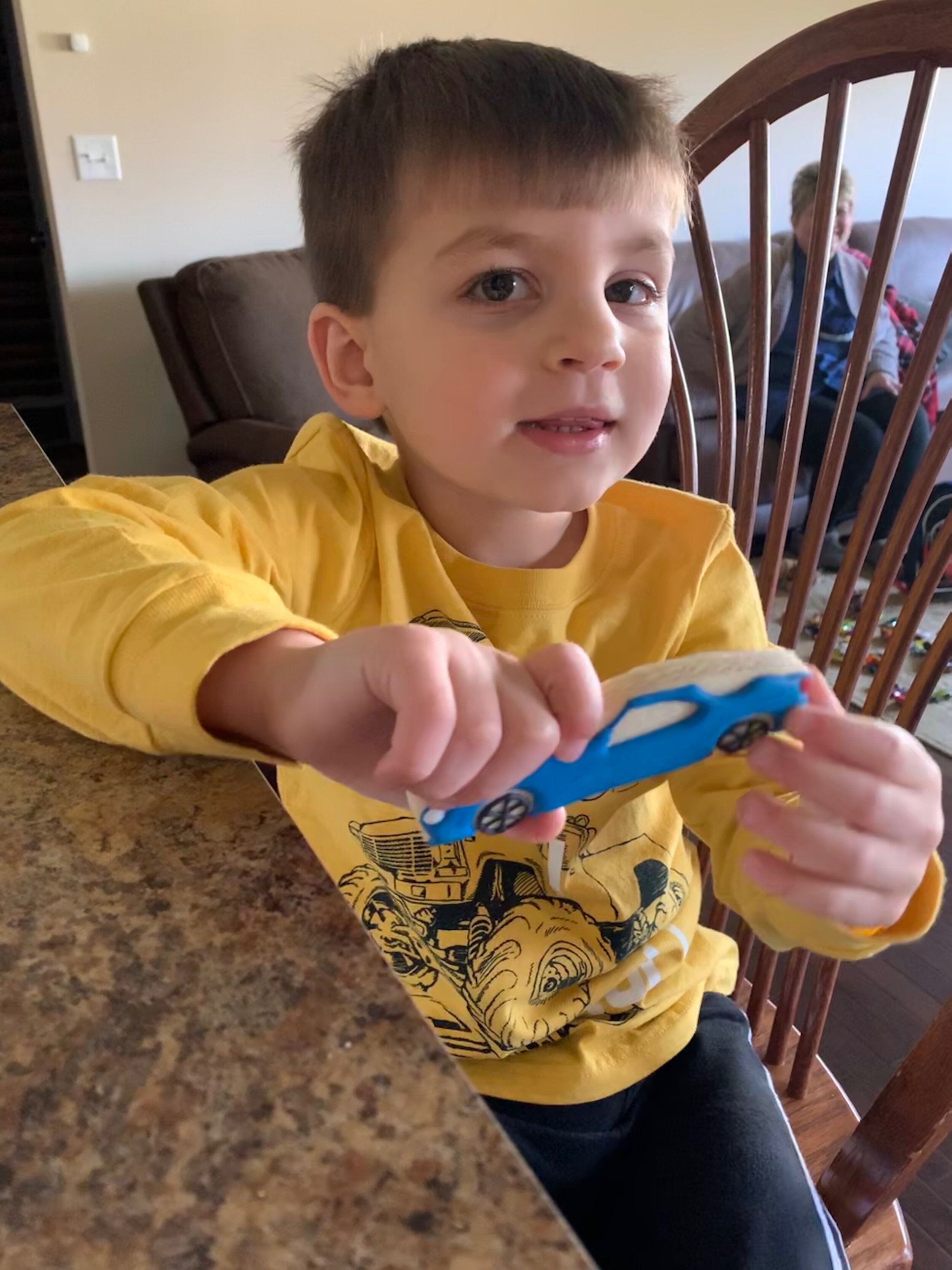  I missed Finn’s birthday party, but he came over the day after surgery (his actual birthday) and enjoyed a cookie and Grammy’s gift to him. :) He was so excited to take home the cookies for his party a few days later.  