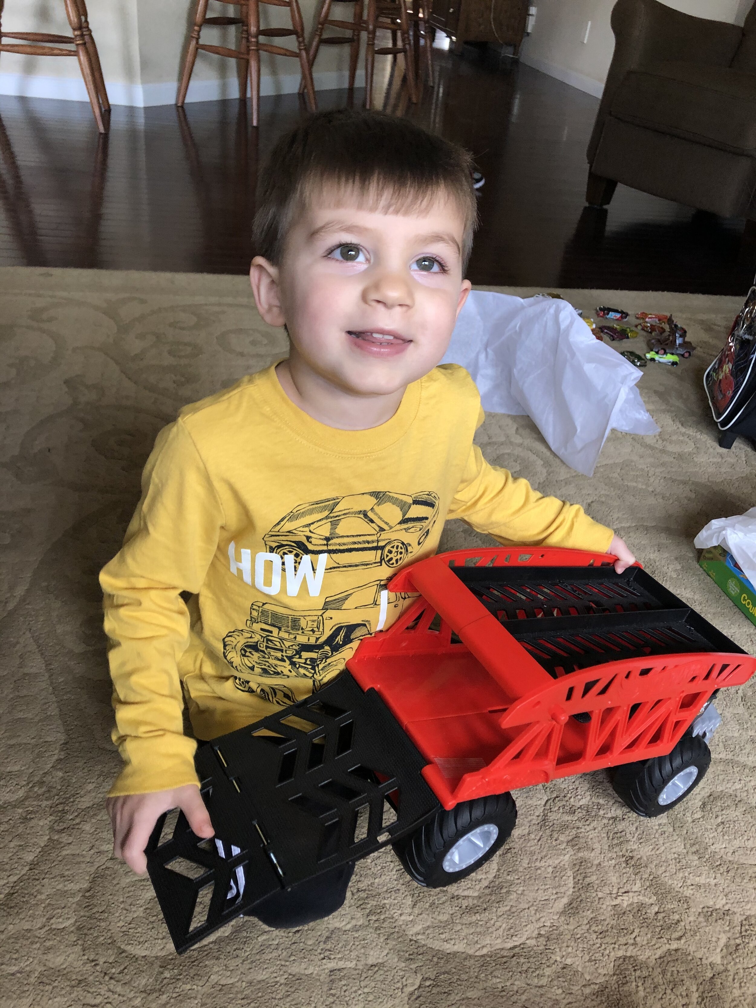  Finn was pretty excited about his new monster truck hauler. And I was thrilled to see him on his birthday. :) 