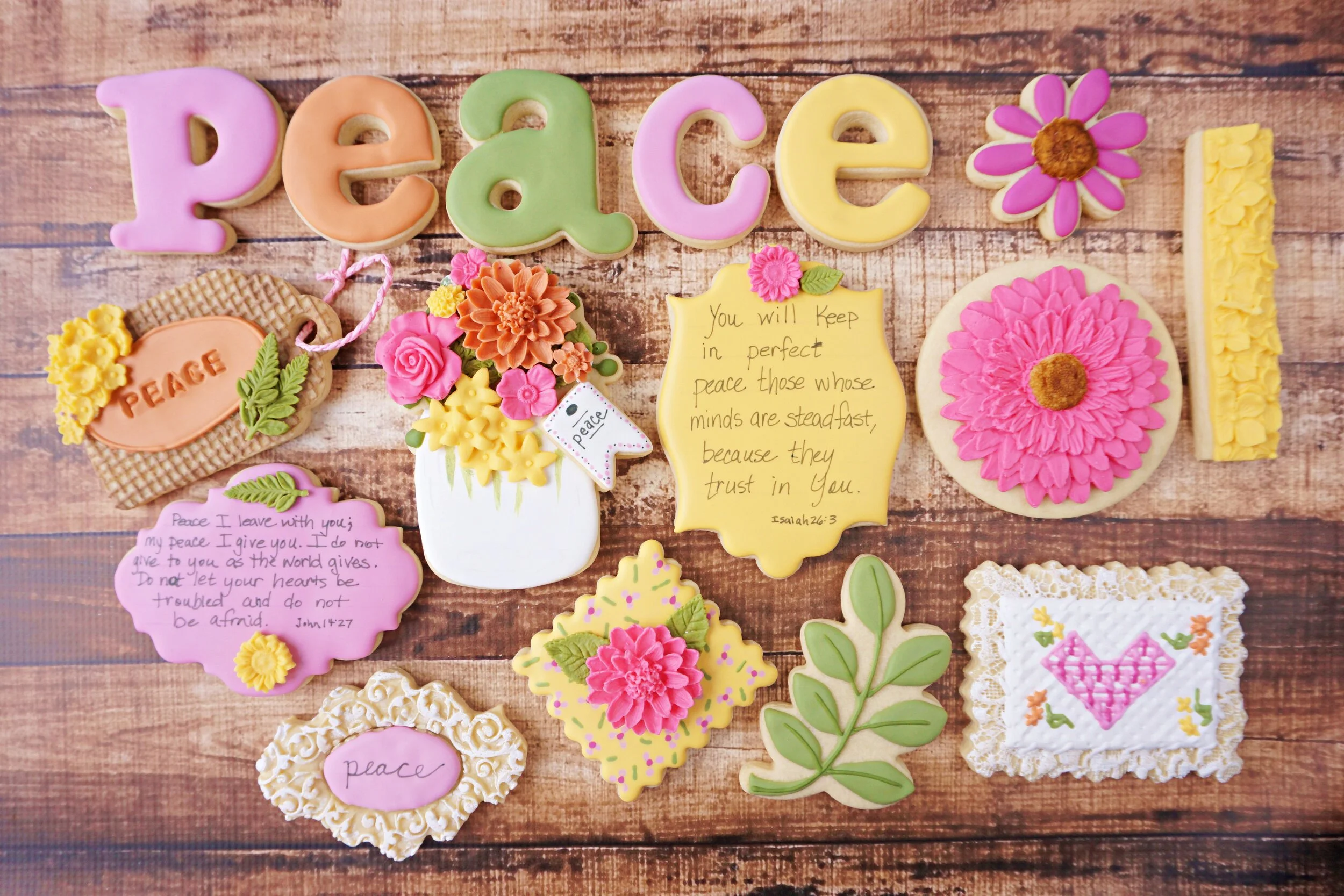 Floral PEACE Decorated Cookie Collection