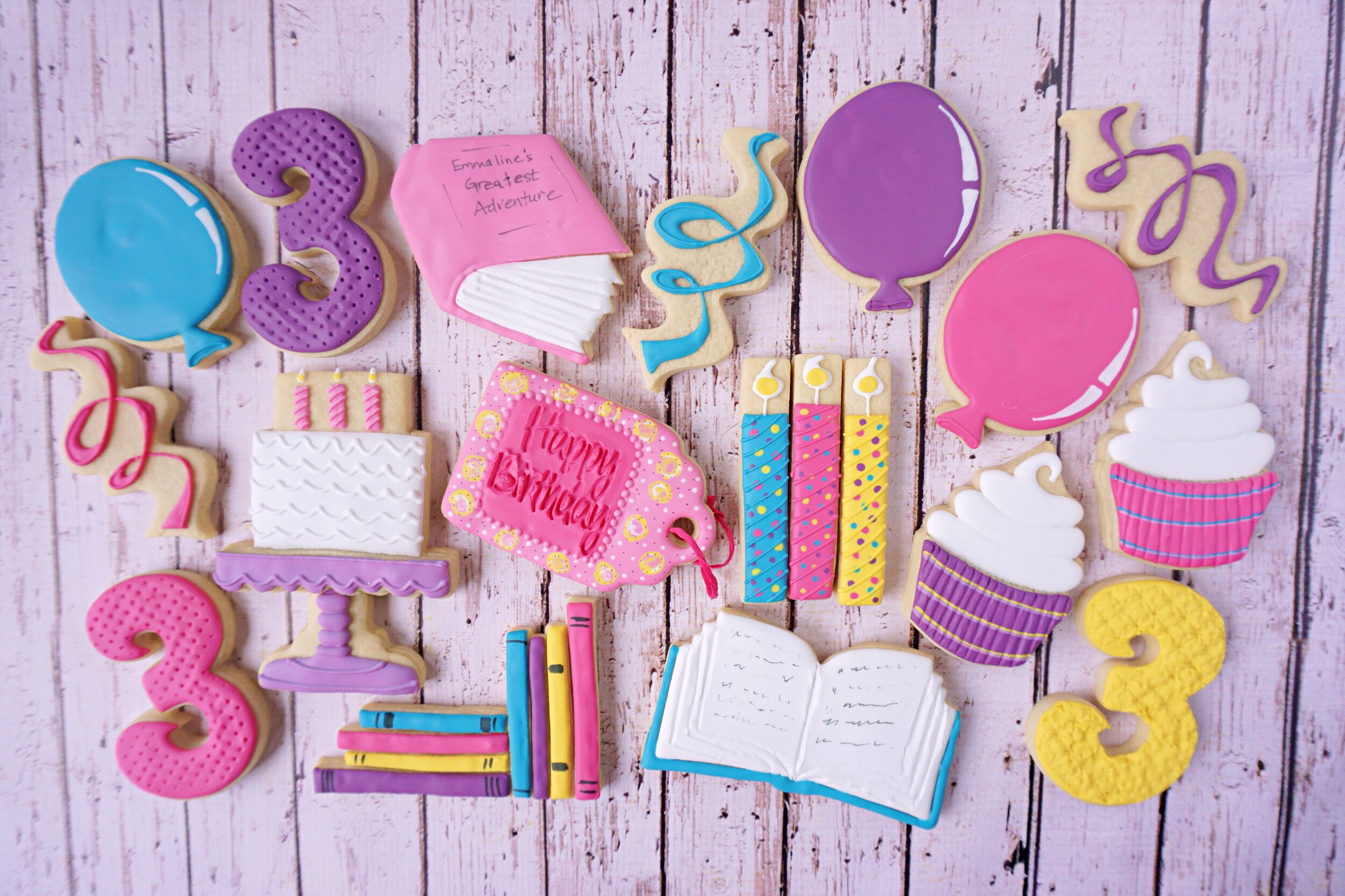 Emmaline's 3rd Birthday Decorated Cookie Collection