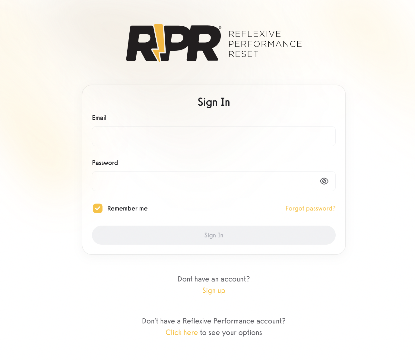 picture of sign up page