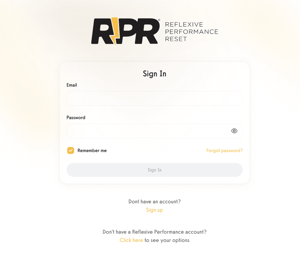 RPR App — REFLEXIVE PERFORMANCE RESET