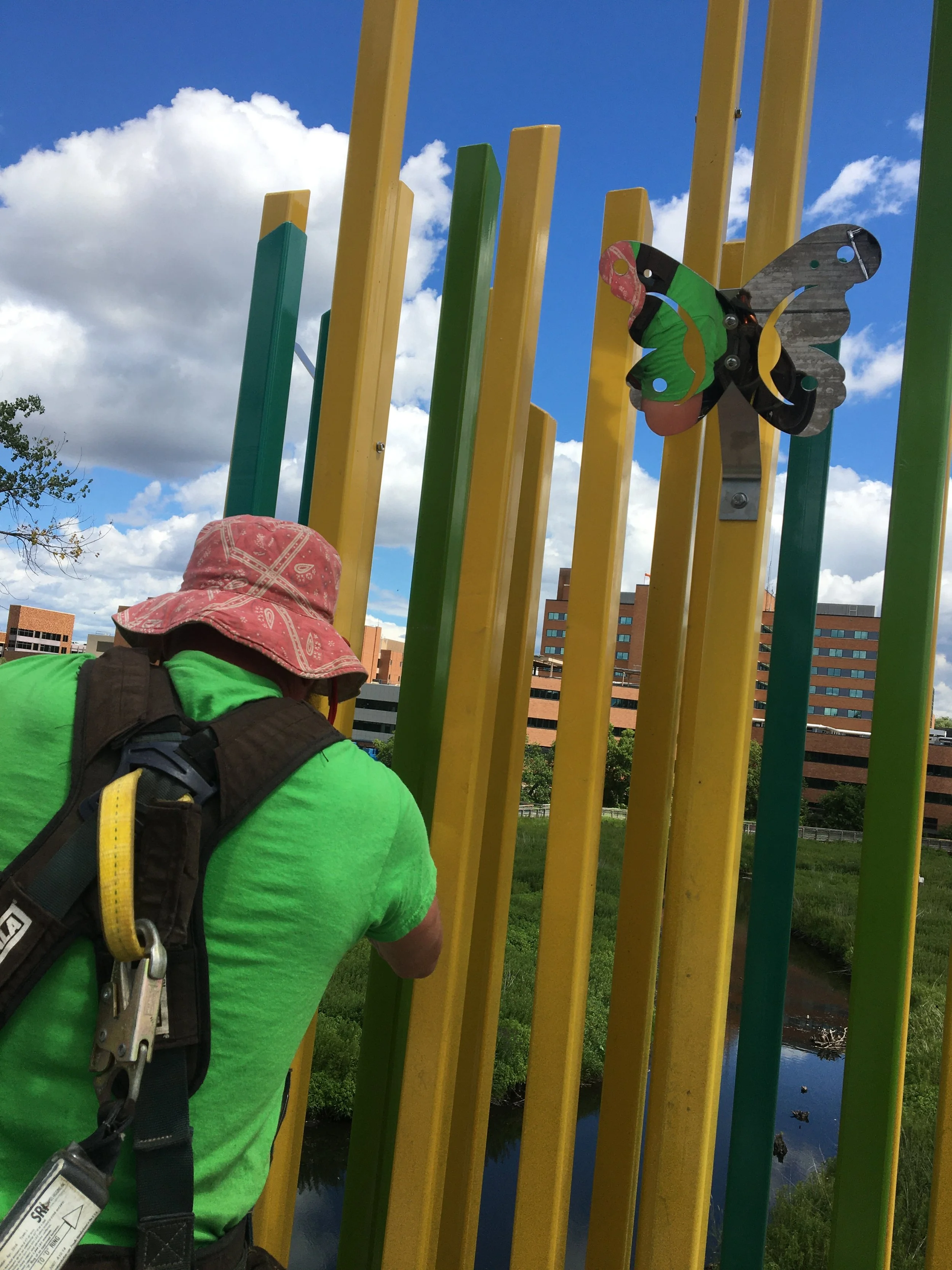 Installing for artist Randy Walker