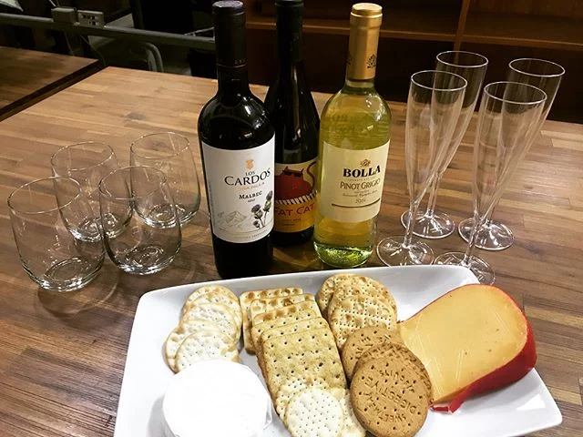 Gettin’ our wine and cheese on!