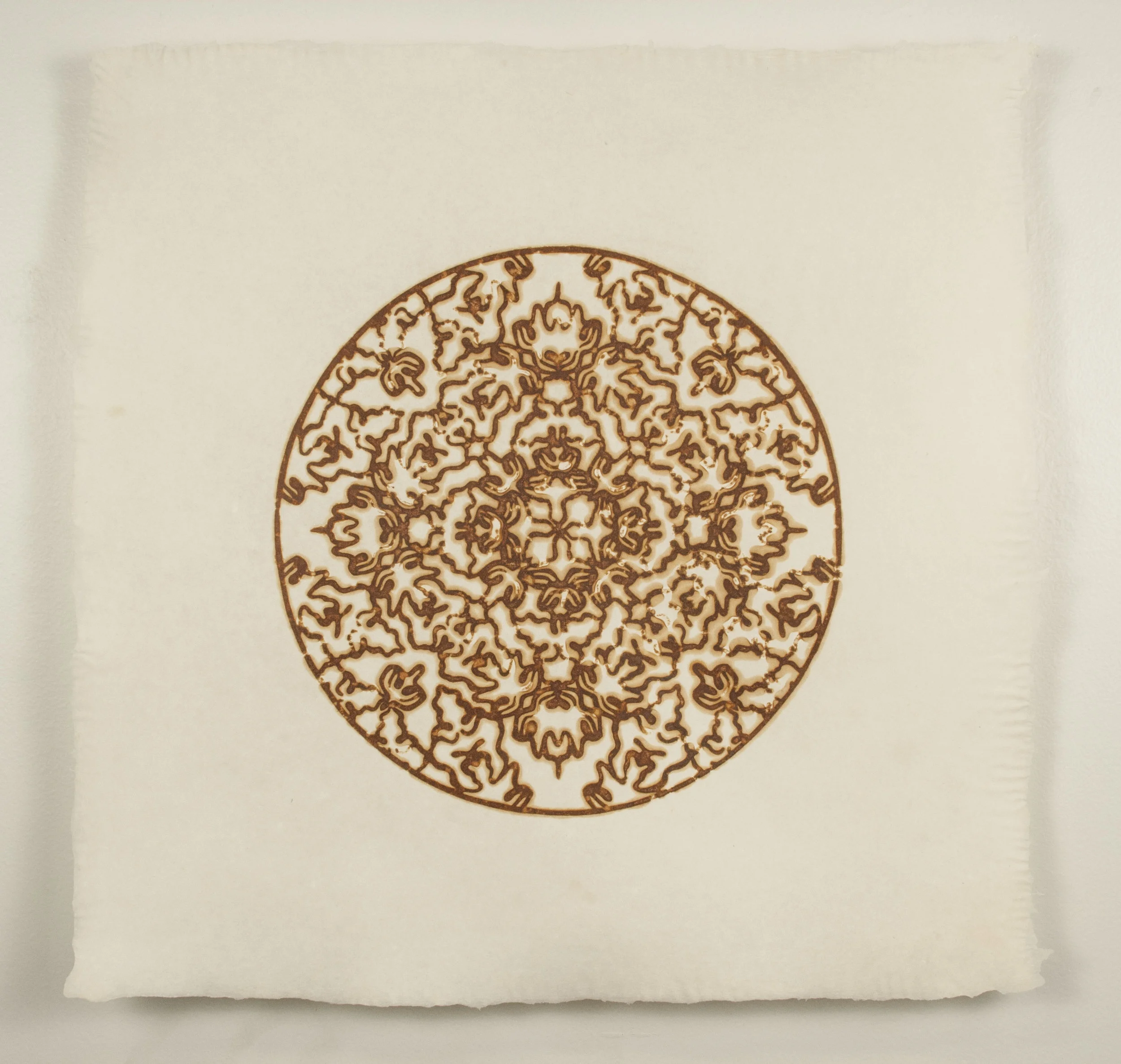   Comfort of the In-Between II,  rust on abaca, 2019, 20 x 20 inches 