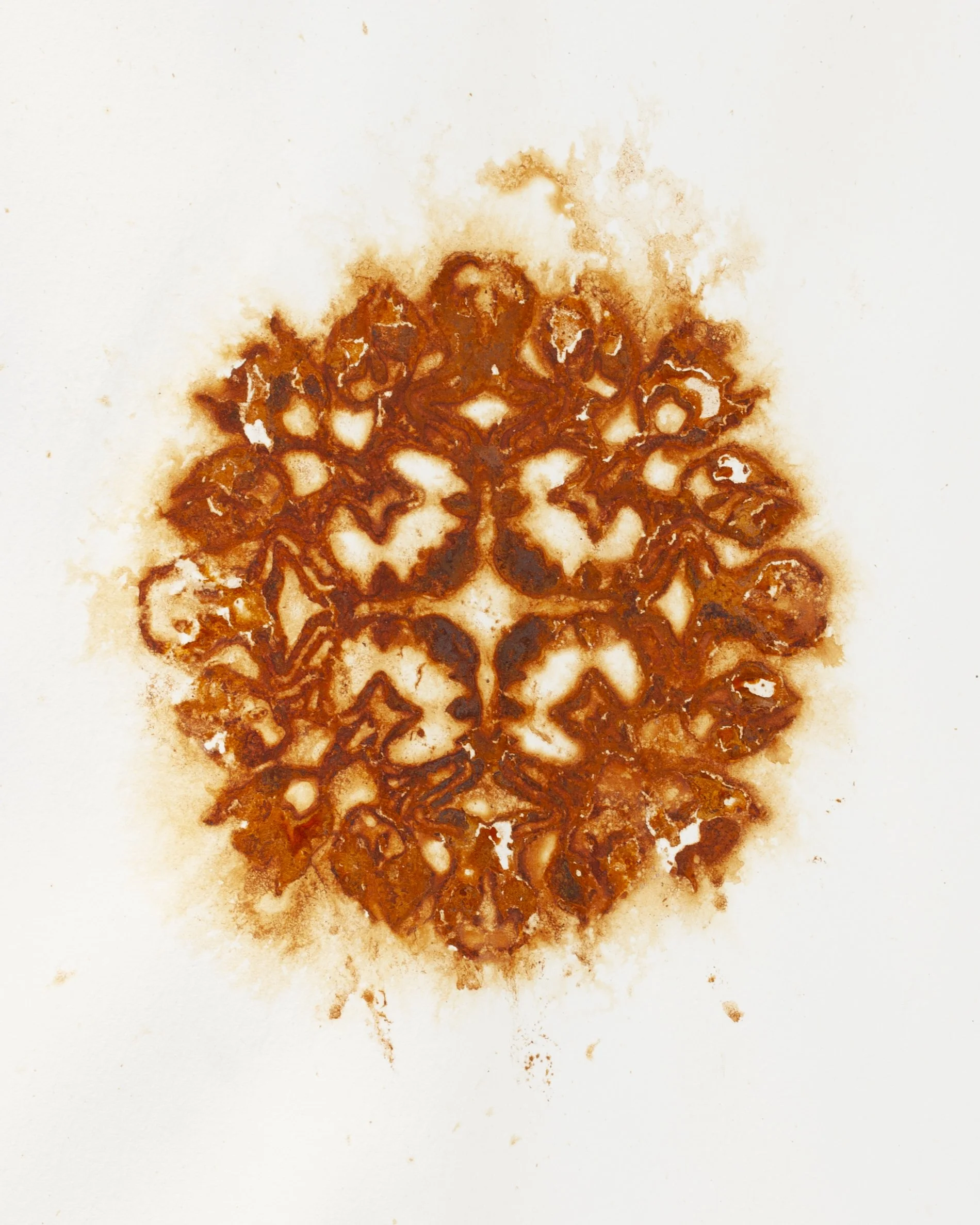  Comfort of the In-between III, rust on paper, 2021, 10 x 10 