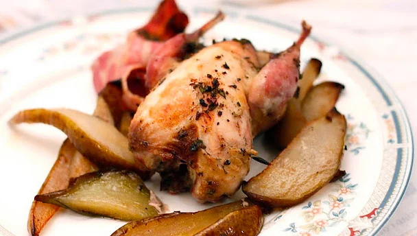 EASY ROAST PARTRIDGE WITH PEAR