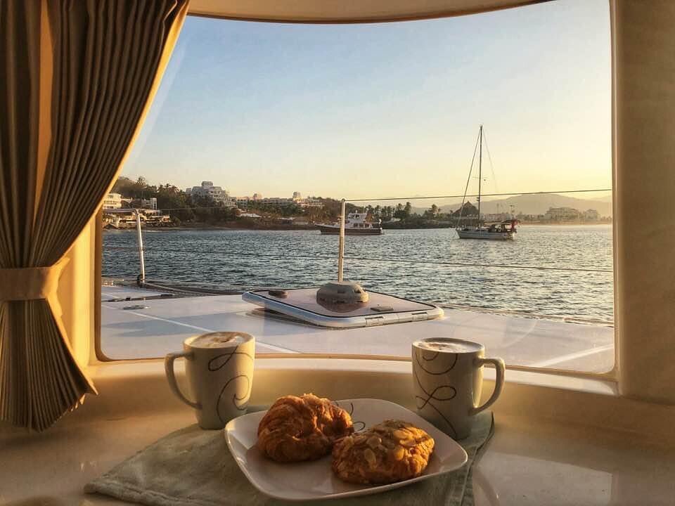 What&rsquo;s better than French Baker Fridays?  French Baker Fridays with lattes at anchor!  What a treat! ☕️🥐. #thisdoesntsuck